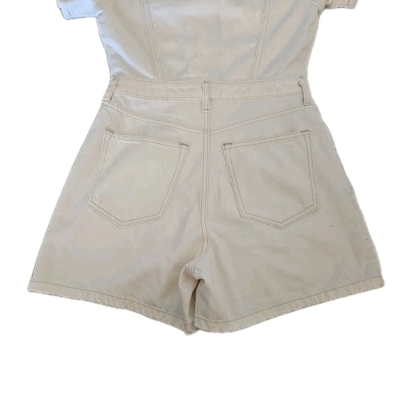 Abercrombie & Fitch Women’s Cream Denim Romper Casual One-Piece Summer Short XS - Picture 7 of 16